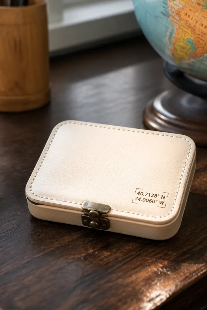 Cream leather-look Altoids wallet with black stamped numbers and a small clasp