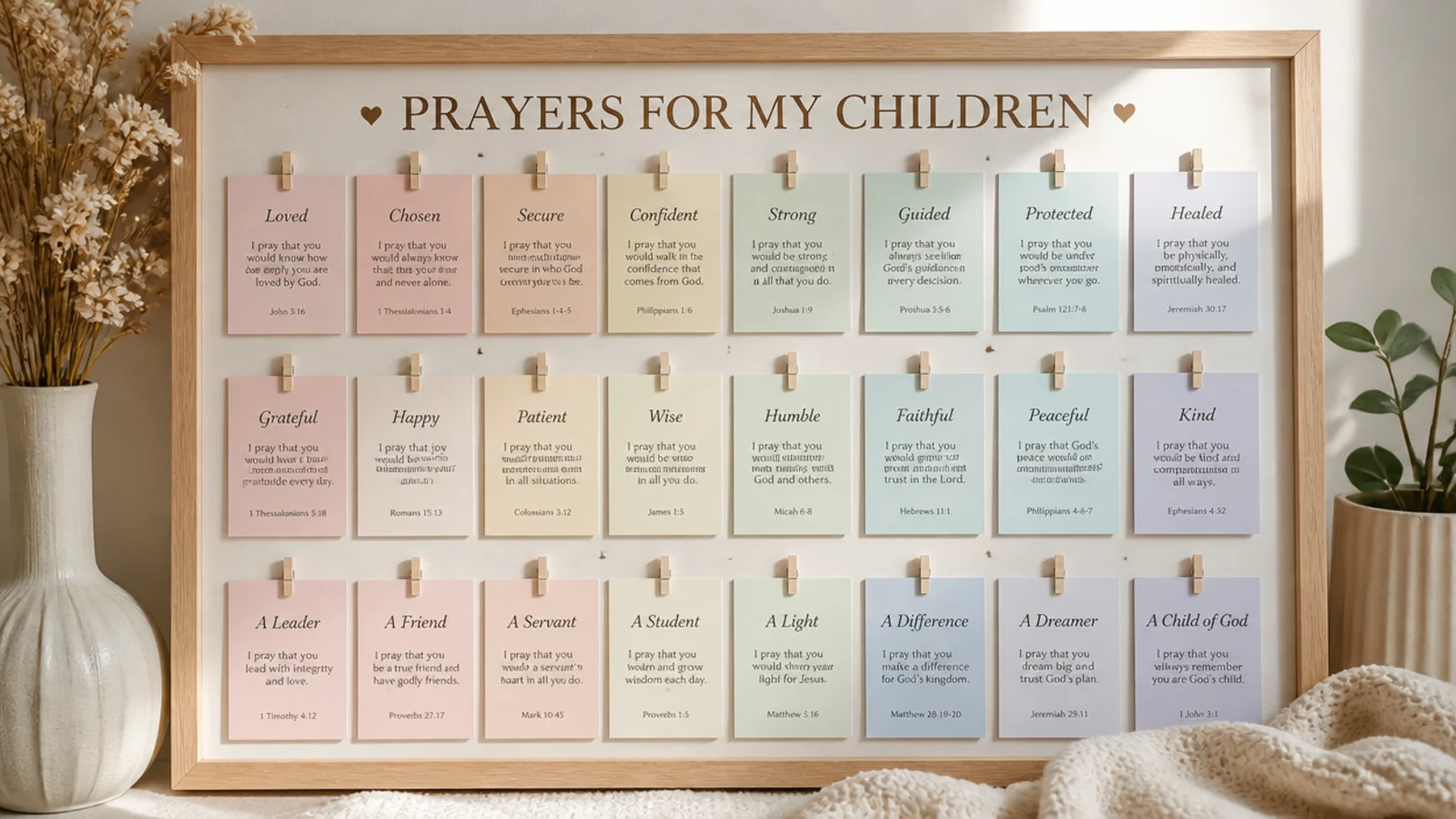 A board with pastel-rainbow cards arranged in a soft gradient from blush through mint to lavender.