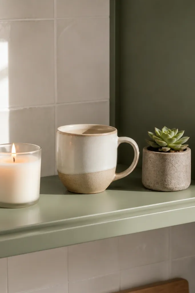 Simple corner shelf with a small front lip for keeping items in place