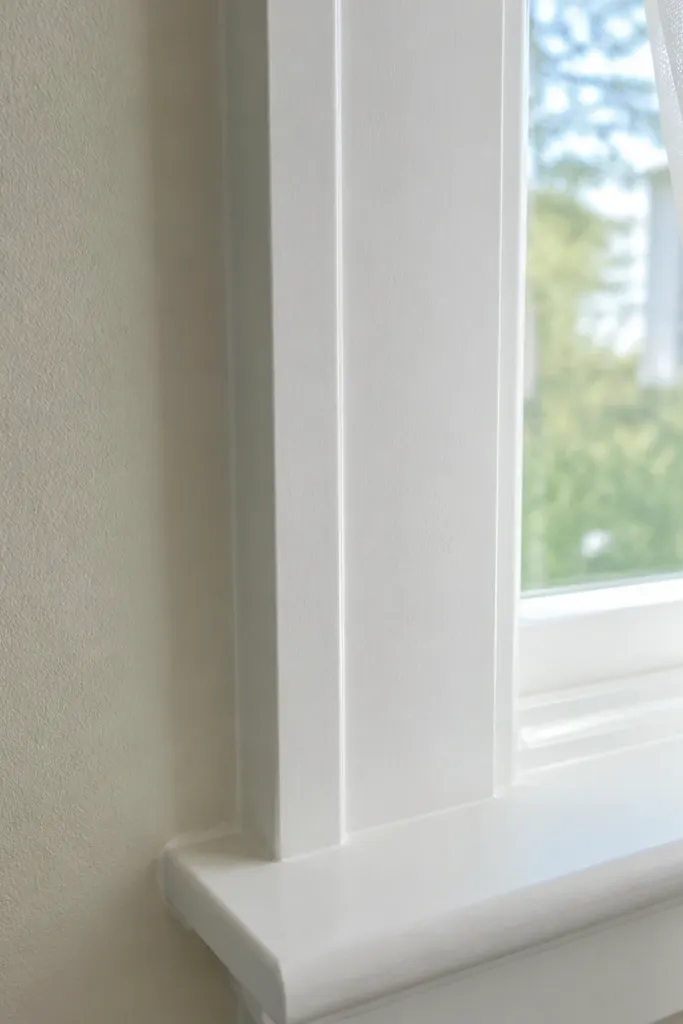Freshly painted window trim with clean edges
