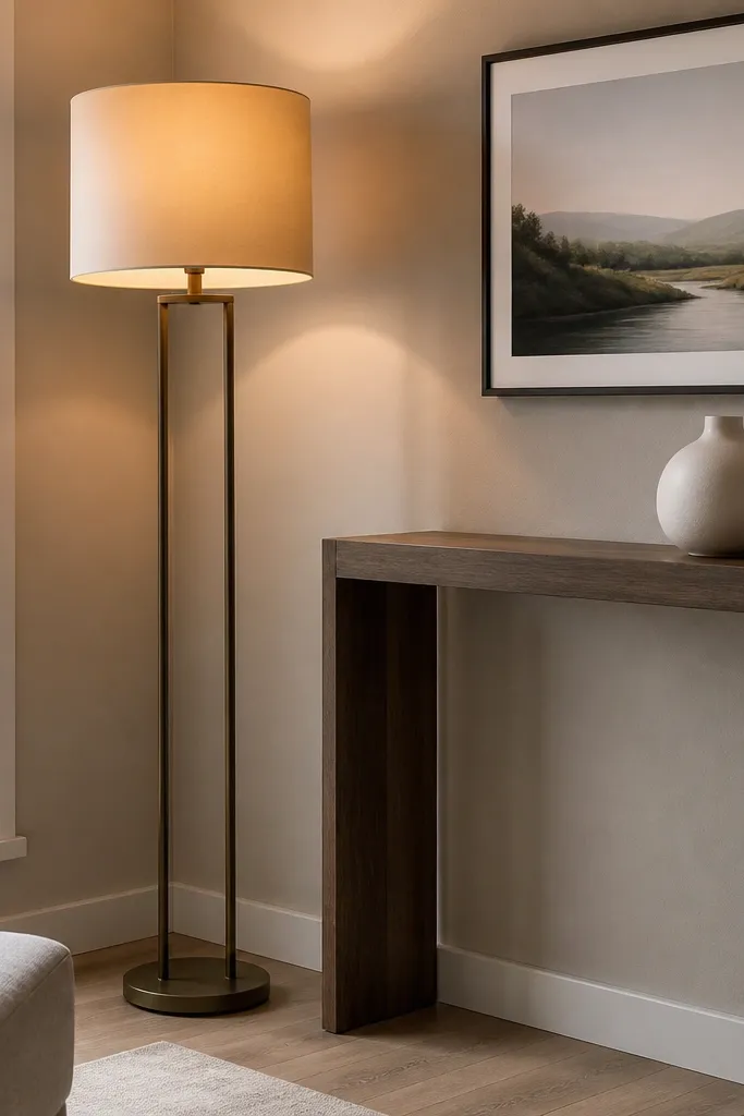 Bare corner with no floor lamp or plant