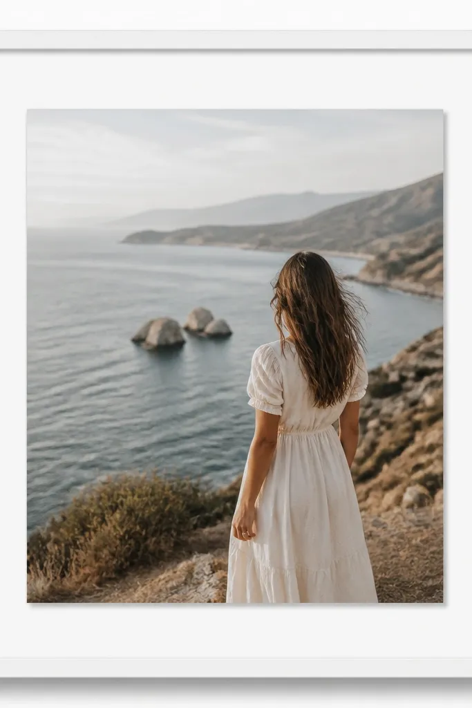 A white frame with a subtle gray drop shadow behind the photo area, where the inner photo looks slightly raised like it's on a wall mat.