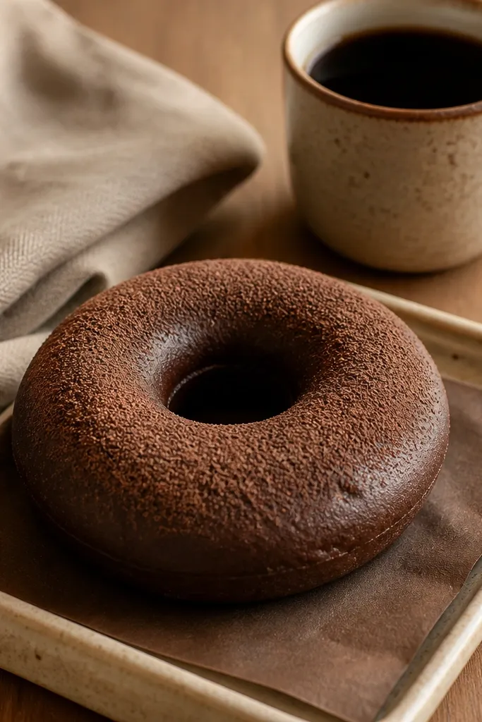 Brown donut paper squishy with a hole and speckled cocoa sprinkle look