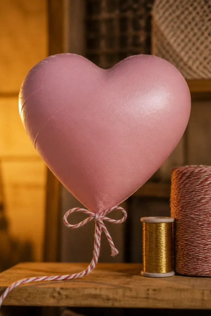 Pink heart balloon paper squishy with a twisted white string