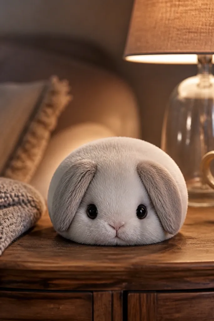 Small white bunny paper squishy with rounded body and upright ears