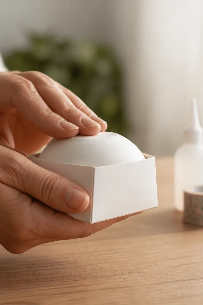 Solid-color smooth craft cardstock folded into a squishy with sharp corners