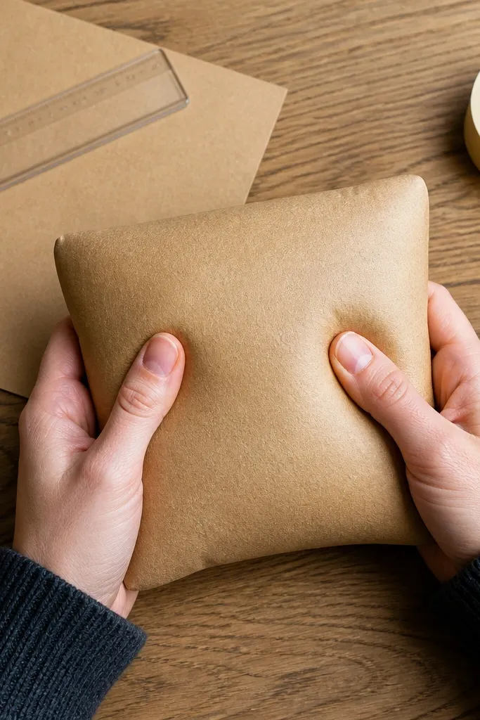 Thicker kraft cardstock folded into a squishy with better shape retention