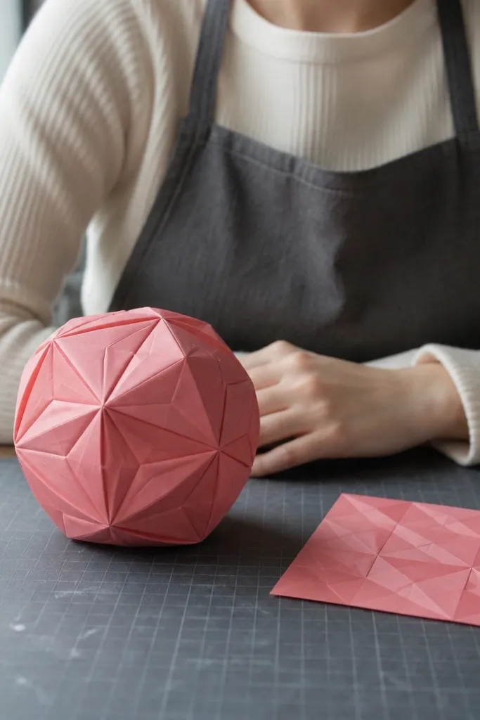 Slightly thicker origami paper folded into a rounded squishy