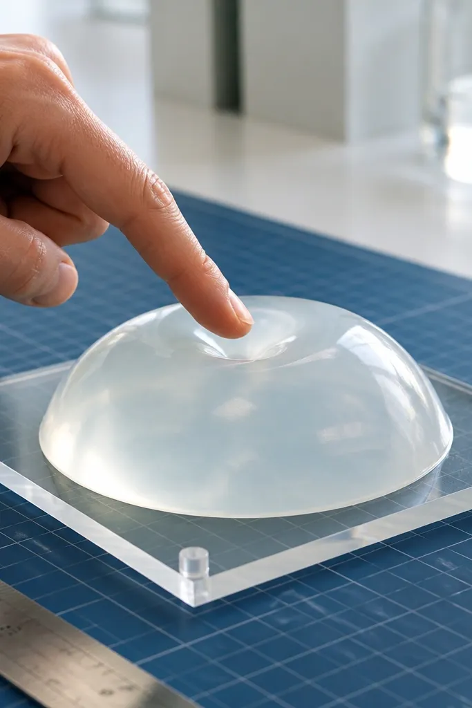 Clear thin plastic sheet folded into a rounded squishy