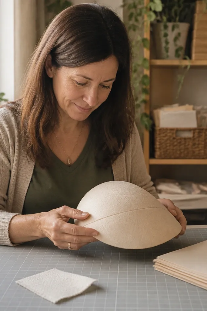 Fabric-backed paper folded into a squishy with a soft textured surface