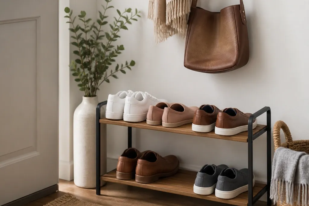 Easy beginner shoe rack ideas for small entryways
