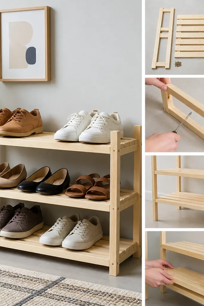 Easy steps to build a diy shoe rack