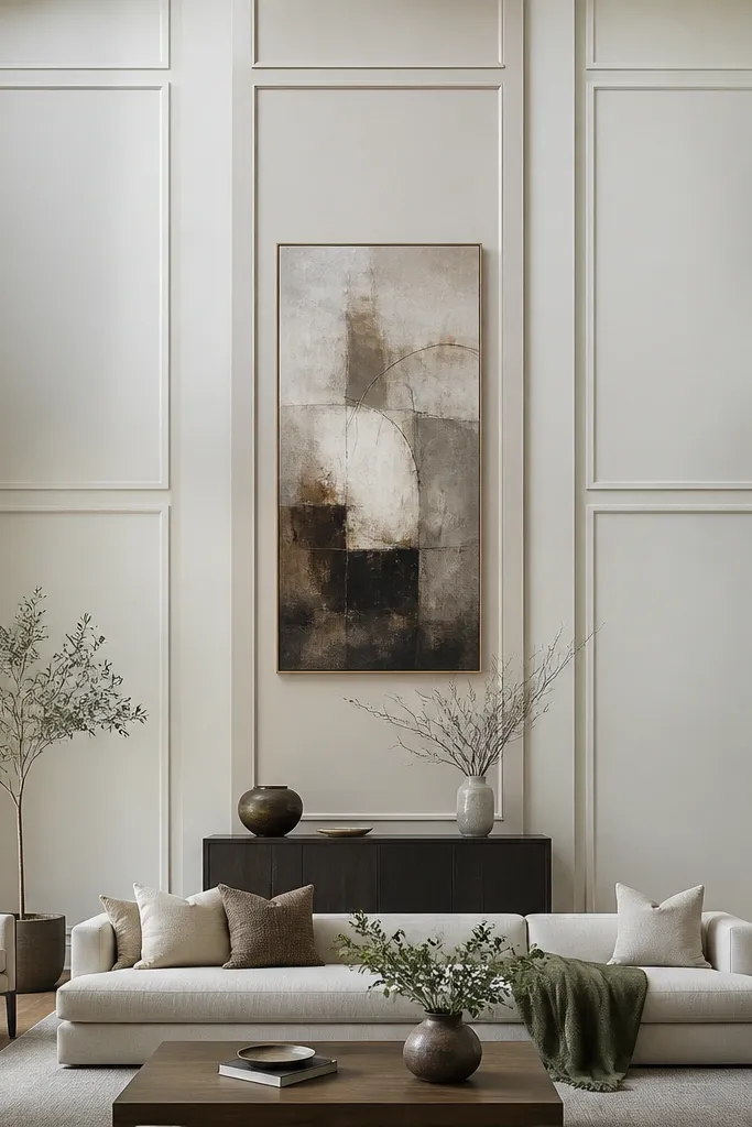 Wall with full-height rectangular panels and a centered vertical trim column