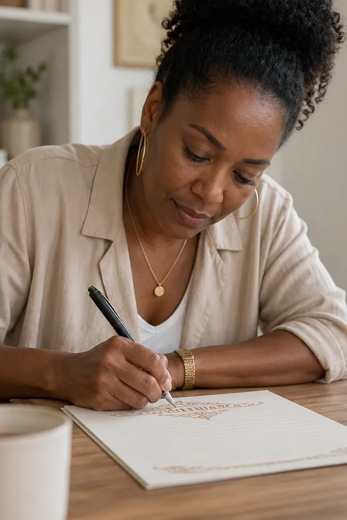 Cream paper with an antique script header and ruled writing lines