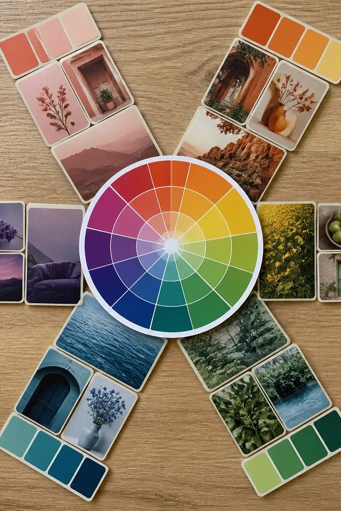 Color wheel layout with goals placed in colored spokes around a center