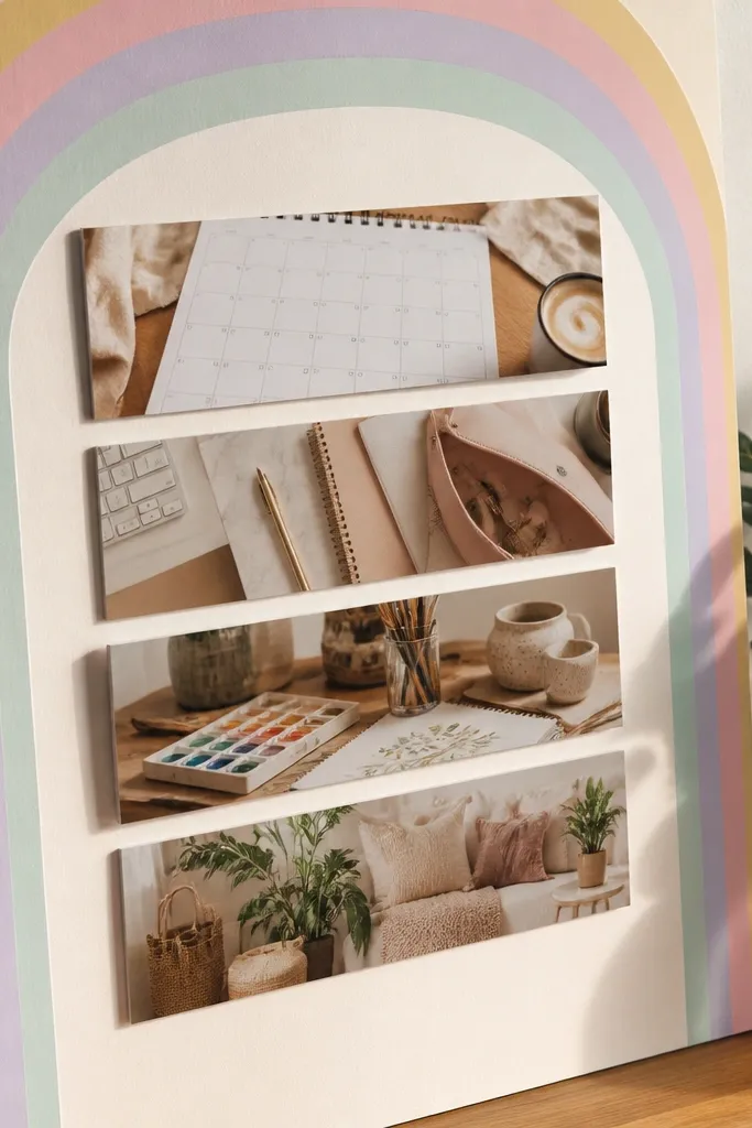 Soft rainbow border around the edge with horizontal strips inside