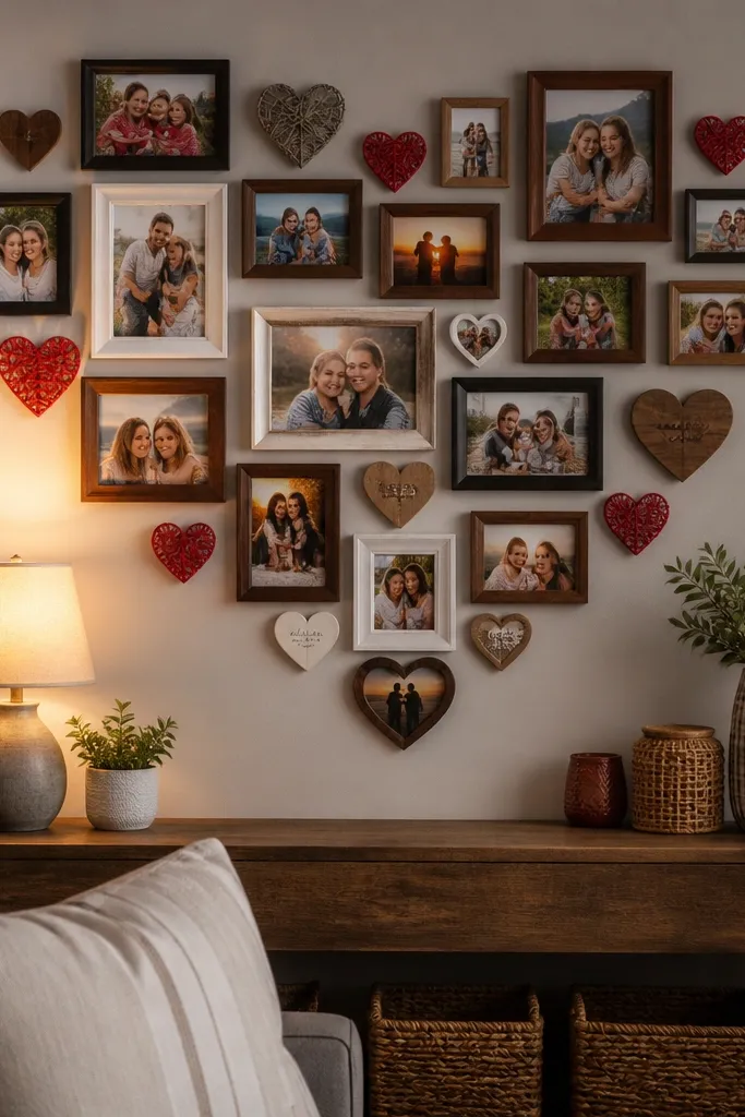 Heart Themed Photo Wall Collage Ideas