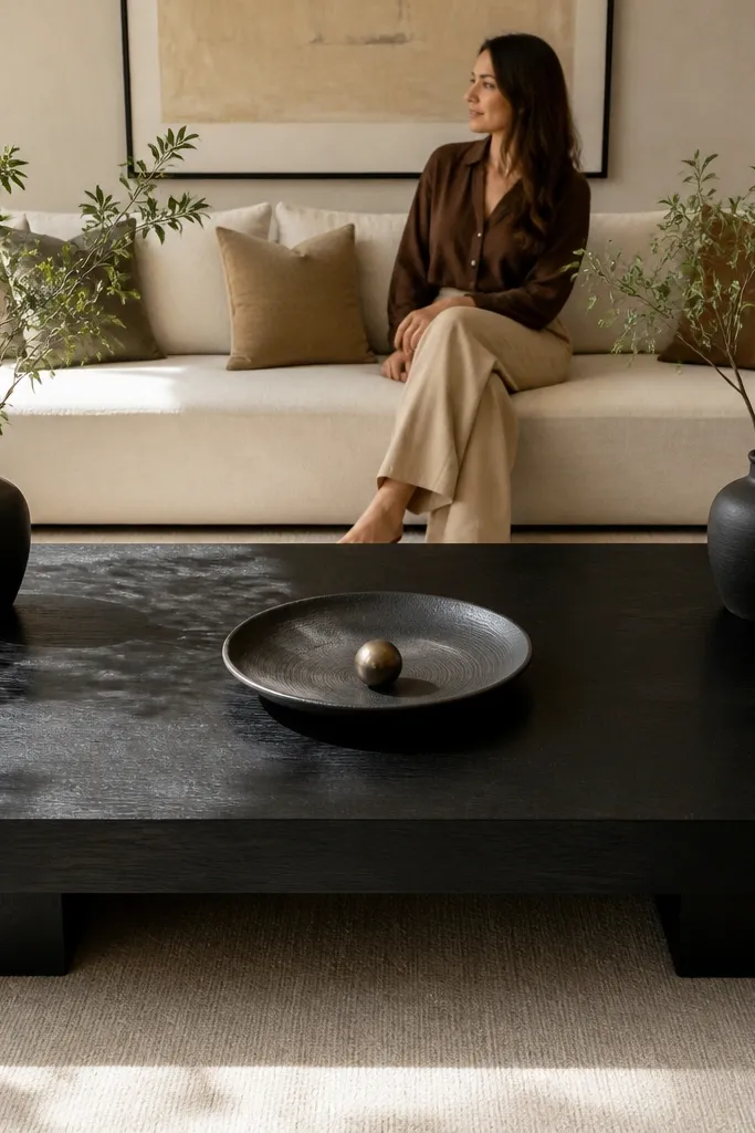 Two corner vases with dried stems and a small tray in center