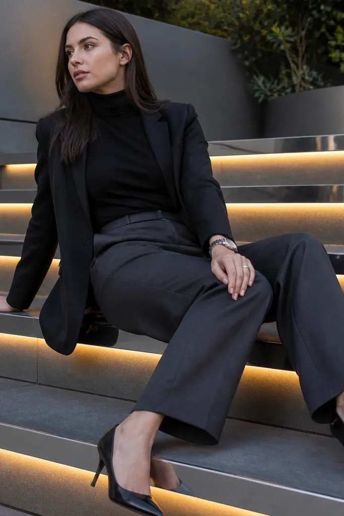Stainless edge lights trace the sides of concrete steps with warm glow