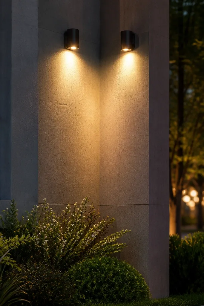 Two corner fixtures create a soft glow where two walls meet