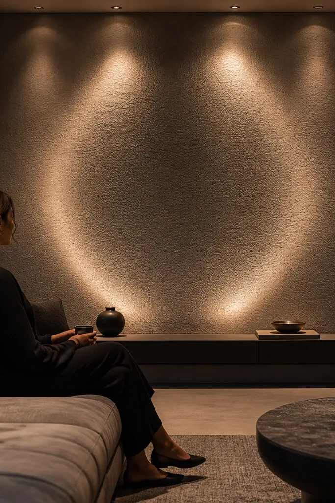 Multiple micro spotlights create a ring of light around a feature panel
