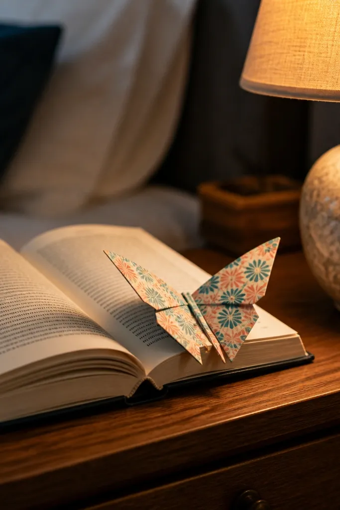 Butterfly-shaped bookmark with flared wings and a long body tab