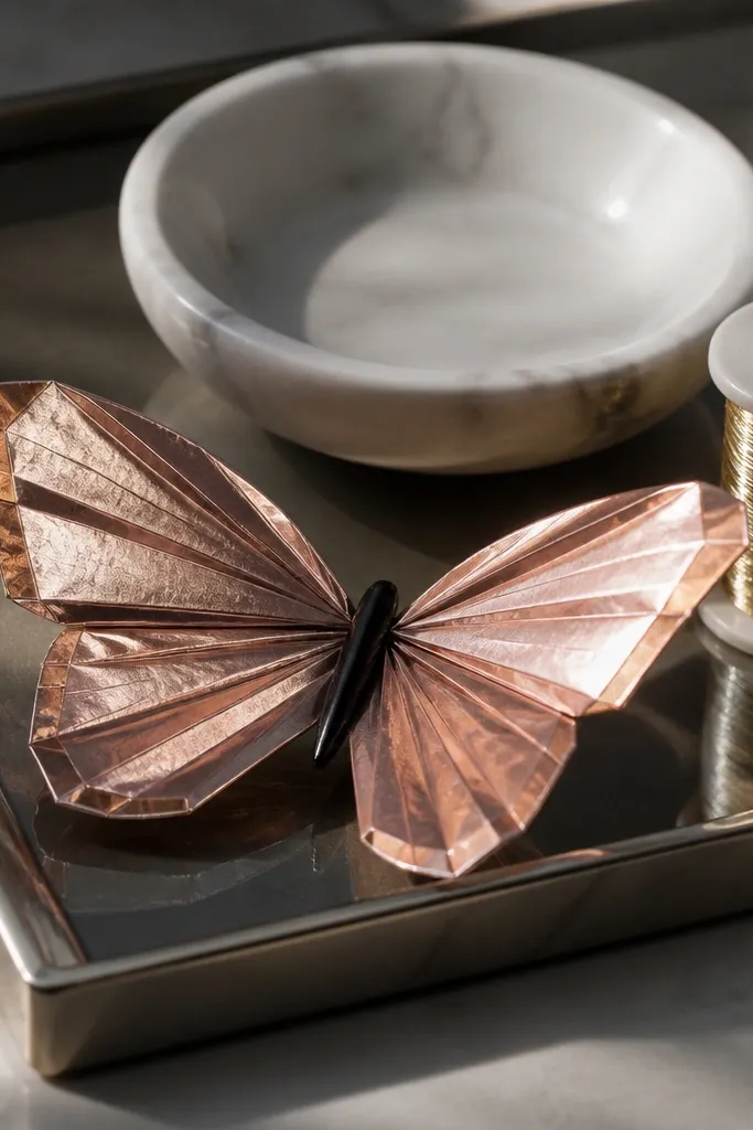 Butterfly with metallic wing edges and a dark center body