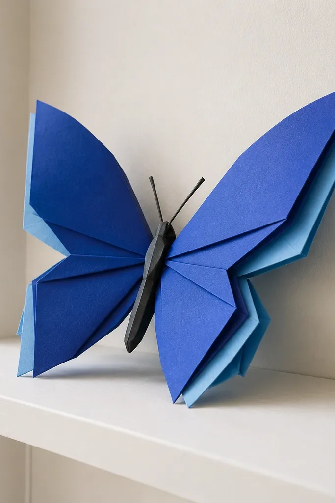 Butterfly with two stacked wing layers in different colors