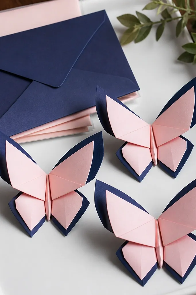 Three small butterflies with matching wing borders and neat symmetry