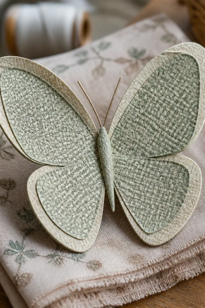 Butterfly with folded-edge wing borders that look like fabric hems