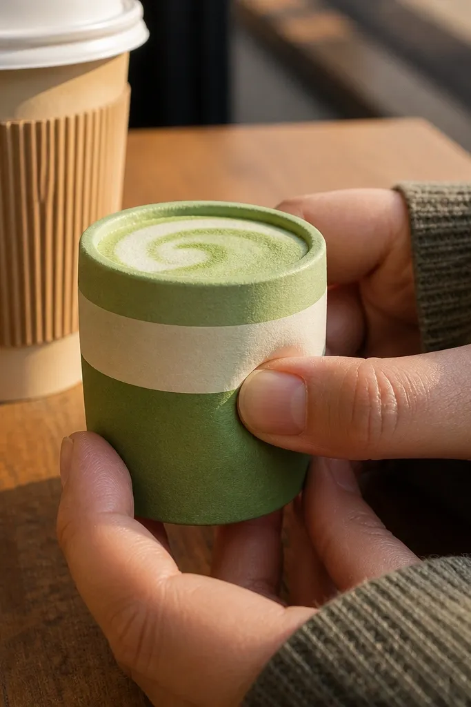 Green latte cup paper squishy with a foam ring and thin straw slot