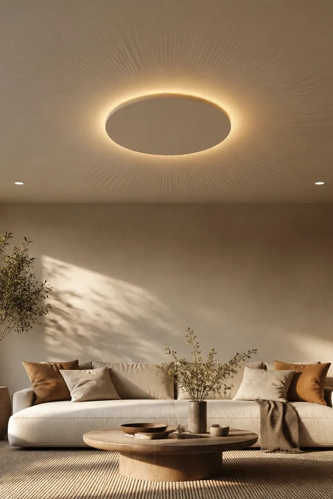 Center ceiling medallion with radial light beams
