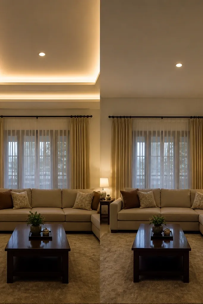 High-End False Ceiling Living Room POP vs Gypsum