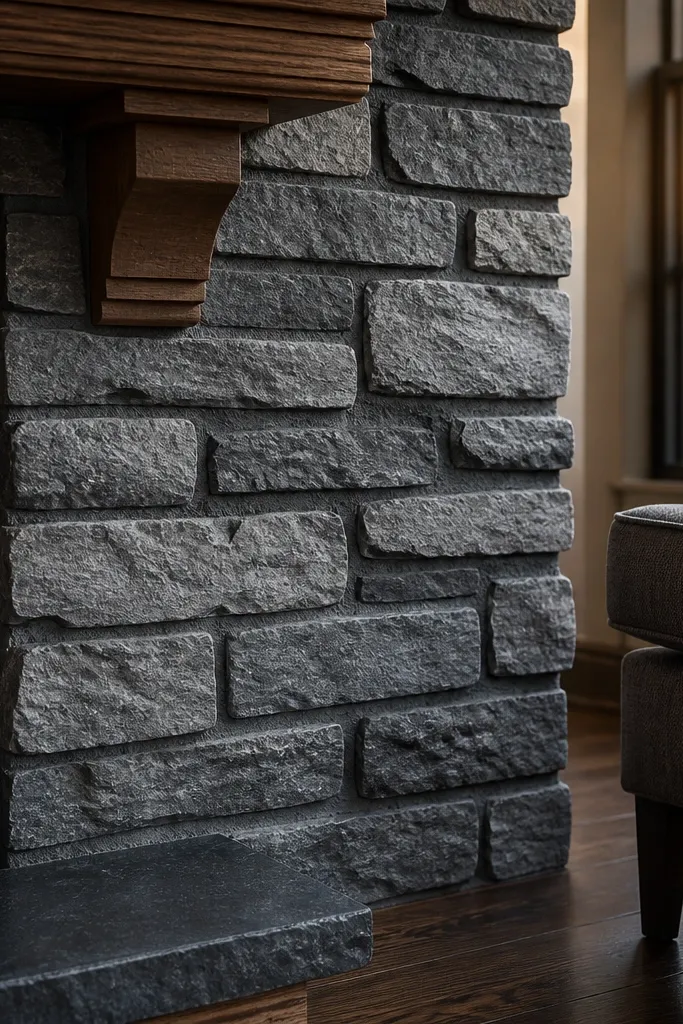 Slate gray base with lighter dry-brushed edges on stone