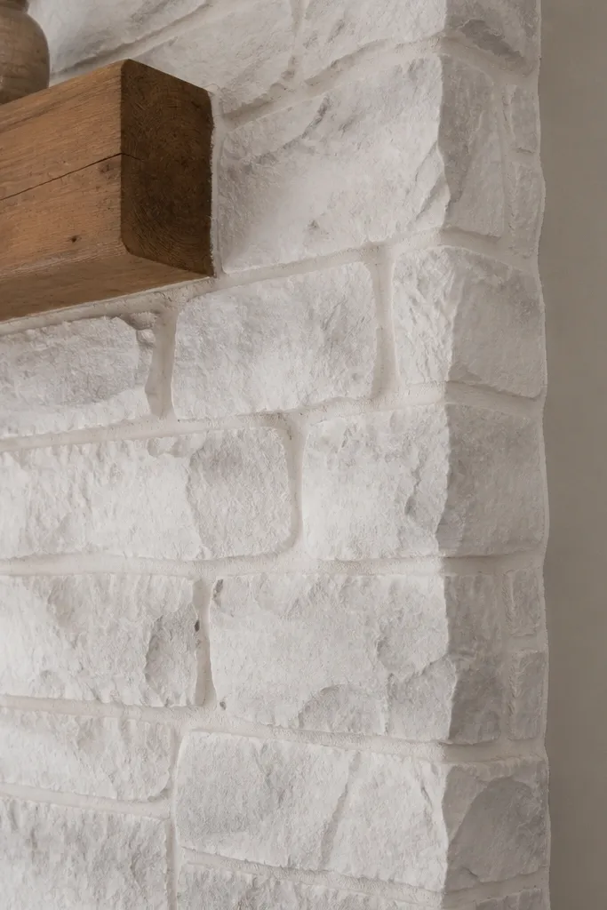 White limewashed stone with pale gray soft mottling in random areas