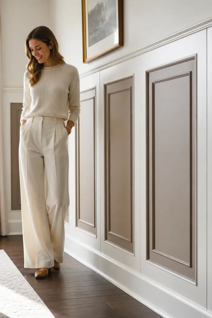 Tall wainscot with picture-frame style borders inside each panel