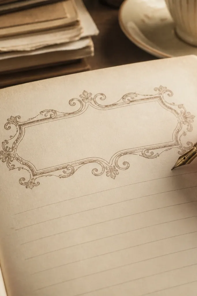 Decorative vintage flourish frame around a blank center
