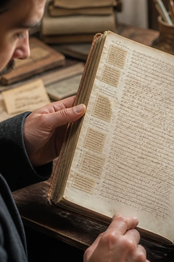 Small handwritten-style marginal notes in faded brown