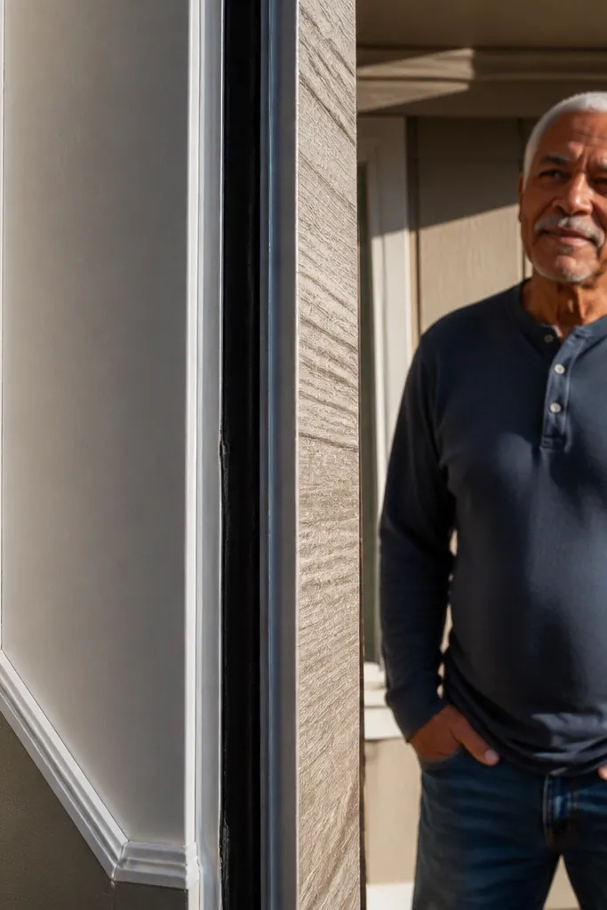 Clean caulk bead around door jamb with flashing tape at edges