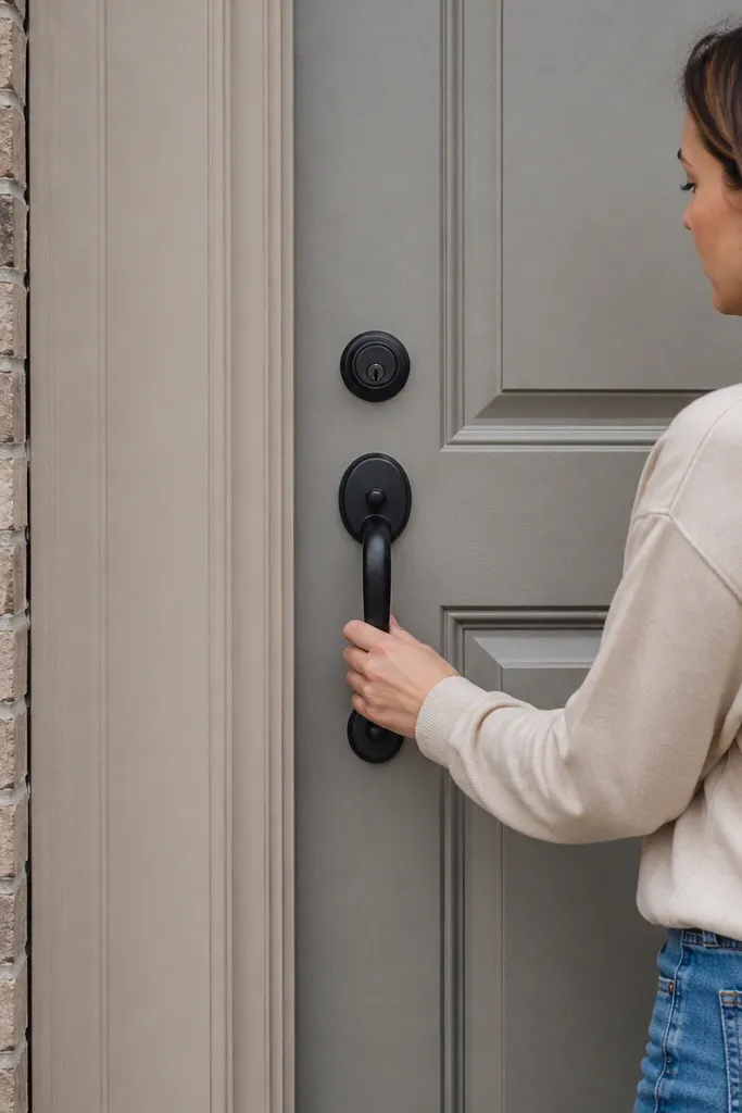Front door with evenly painted surface and no bleed-through around knots or stains