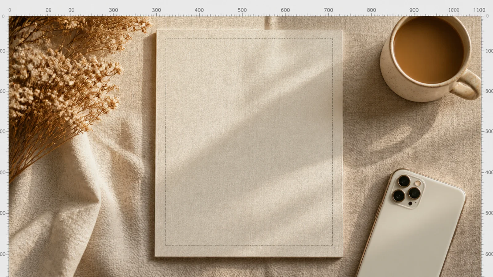 A blank Canva canvas at post size with cream background and ruler guides marking even margins on all sides.