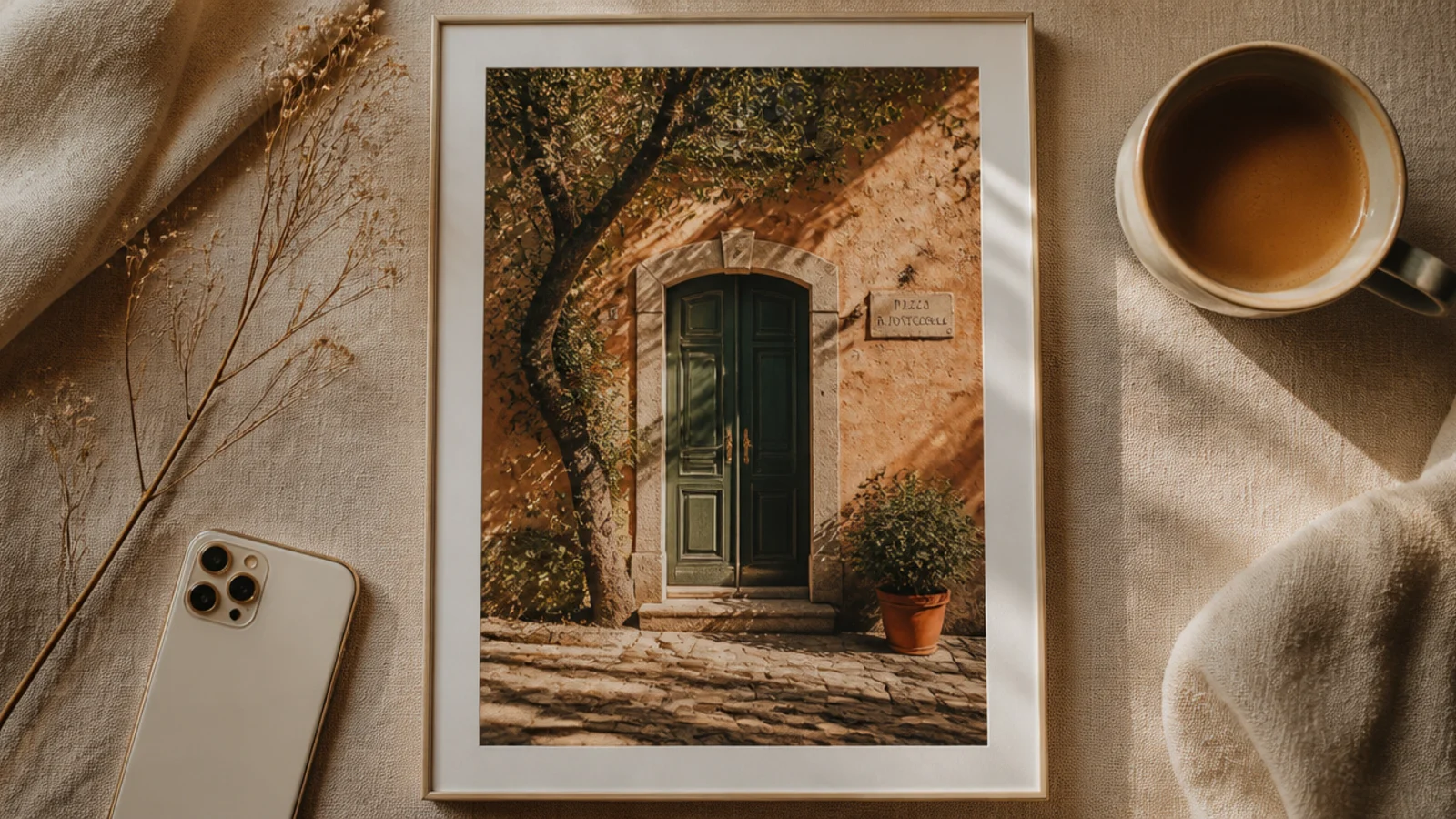 A photo with a thin border and a subtle film-grain texture layered over the whole frame for a soft matte finish.