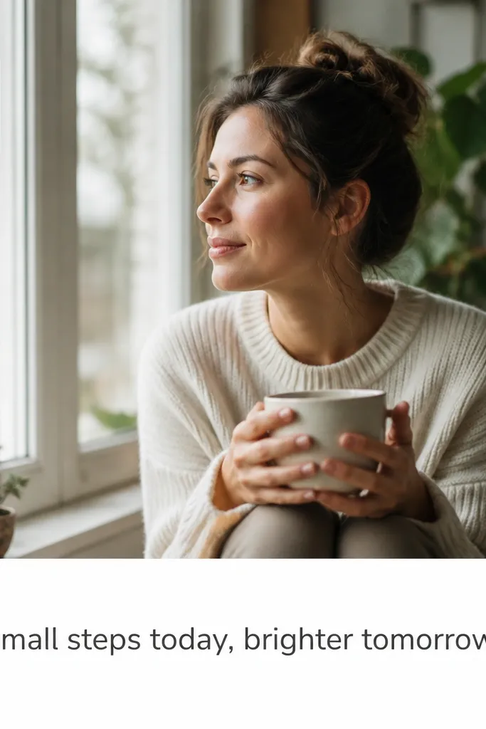 A square template with a photo filling the entire canvas. Along the bottom edge, there's a solid white caption strip about 140 px tall with a short sentence in dark gray. No outer border lines.