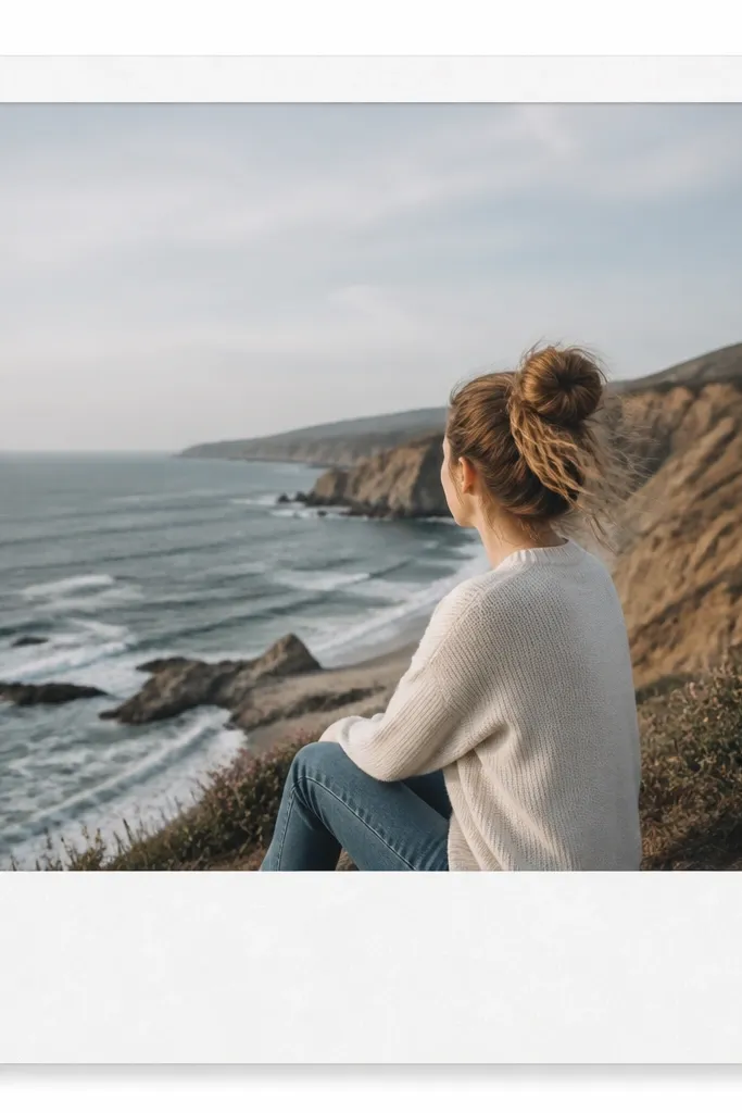 A template that mimics a polaroid: rounded corners, a white border, and a faint gray drop shadow behind the photo area. There's a small caption line beneath the photo.