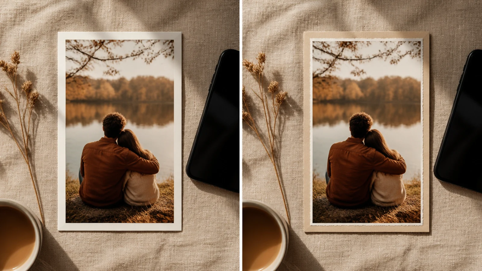 A template duplicated into a second version with only the border style changed, the two shown side by side.