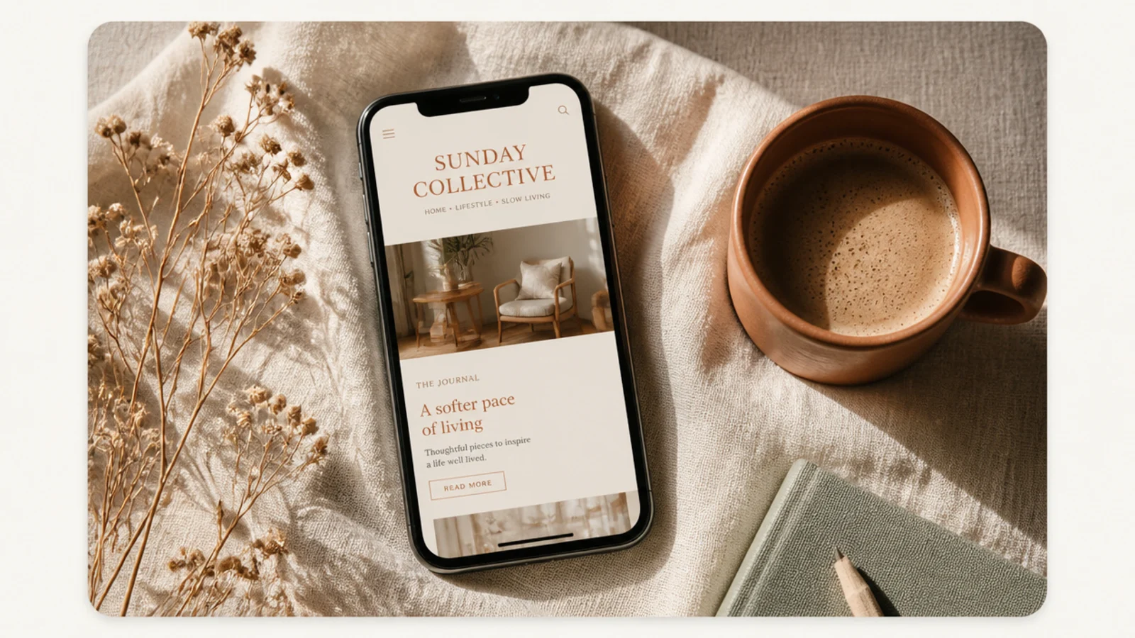 A photo with gently rounded corners floated on a cream background with an even soft border.