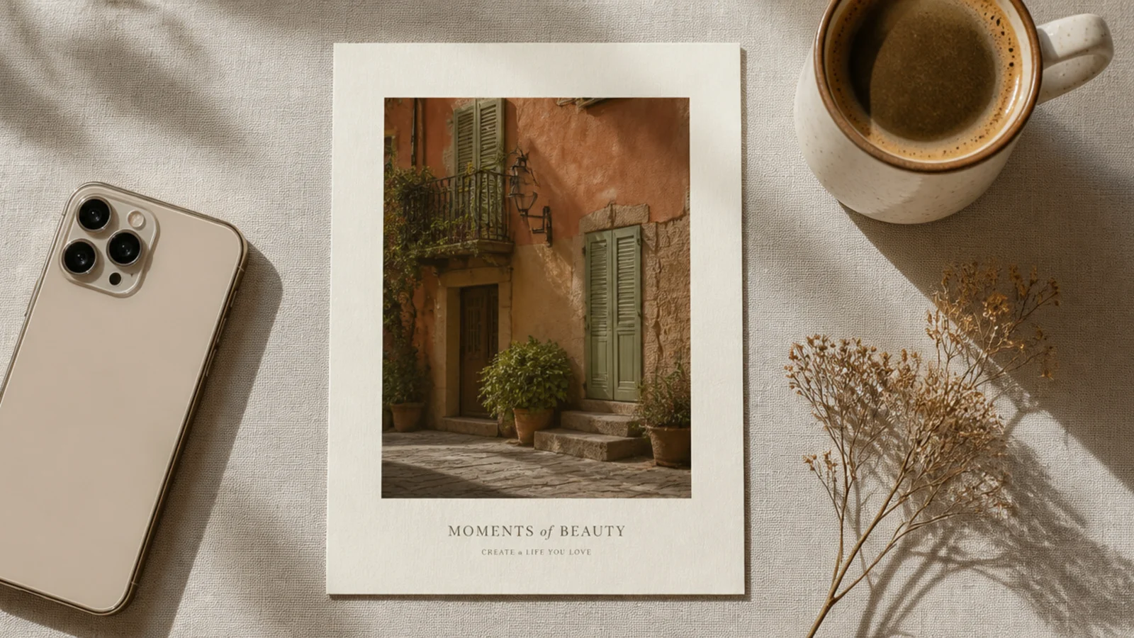 A photo with a thin border and a subtle film-grain texture over the whole post for a matte finish.