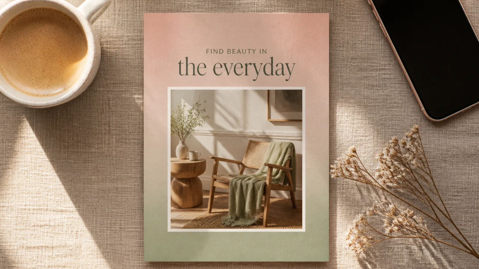A post with a soft dusty blush-to-sage gradient background and a centered photo or headline.