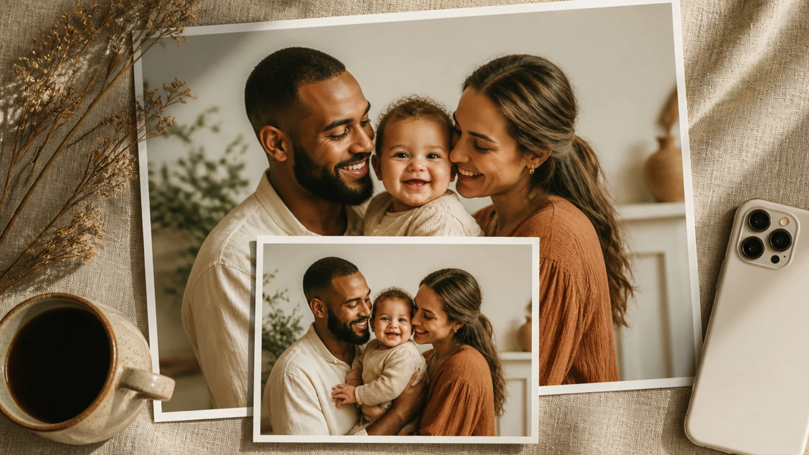 A full-bleed photo with a smaller inset copy of the same photo framed inside it, offset slightly.