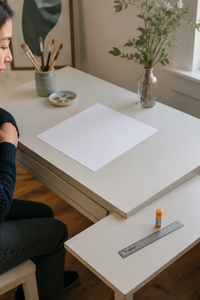 Desk with a fold-down side tray for paper and a main writing surface